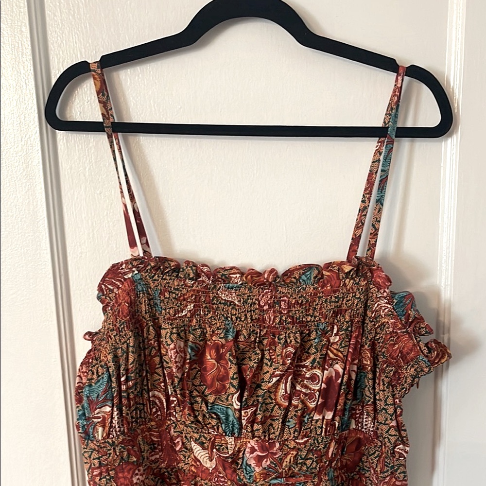 Ulla Johnson Lisbet Brown Midi Sundress with Spaghetti Straps - Picture 9 of 12